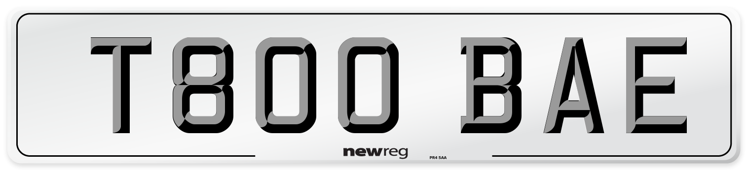 T800 BAE Number Plate from New Reg